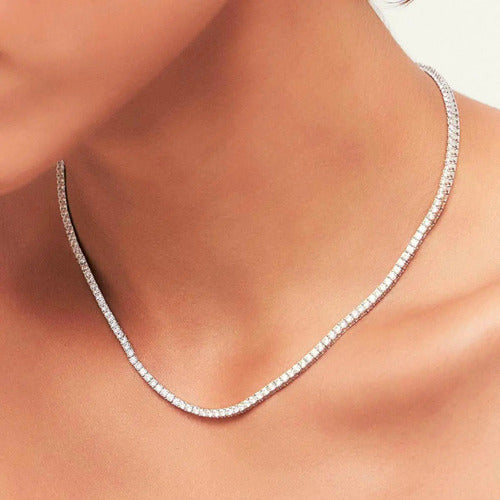 Colar Riviera + Extensor Prateado