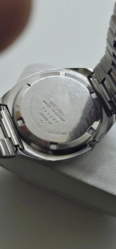 Seiko Azul Aut. Vintage 7009 8200 Puls. Escovada Prateado Azul-celeste